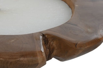 Lumânare decorativă tip ceară, stil natural rustic, culoare naturală, din ceară și lemn de tec, „Teak” - Img 3