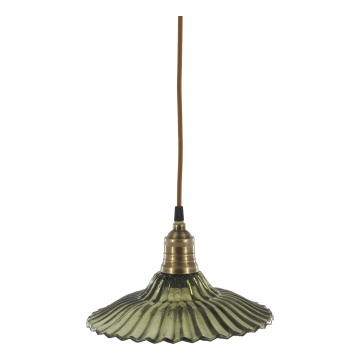 Lustra din sticla si alama, verde, H14/D26cm, 40W