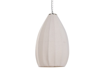 Lustră suspendată din bumbac și metal, auriu, formă de picătură, finisaj natural, 90 x 50 cm, „Collonges”