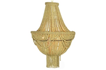 Lustră suspendată din metal, galben, cu 50 de sfere, 73 x 50 cm, „Clamecy”