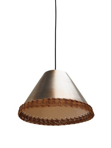Lustra suspendată din metal și rattan, Ø41 cm, „Sabia”