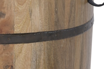 Masă bar din lemn masiv de mango în formă de butoi cu metal, 90×90×101 cm, „Barrel” - Img 6