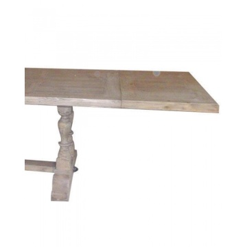 Masă dining extensibilă din lemn masiv, natur, 8 locuri, cu prelungitor și picioare strunjite, 78 x 180 x 100 cm, „Bastide” - Img 3