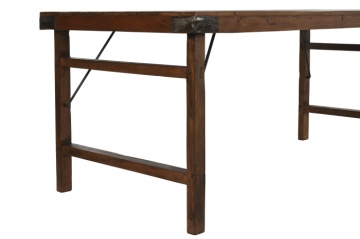 Masă dining pliabilă din lemn reciclat, 182x90x76 cm, finisaj rustic natur, „Mercado" - Img 5