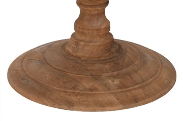 Masă dining rotundă din lemn de tec reciclat, natur, 6 locuri, cu picior central strunjit pe bază circulară, 75 x 140 cm, „Mireille” - Img 4