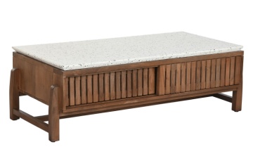 Masuta de cafea din lemn de acacia si marmura, 127X67X47 cm, " Terrazo " - Img 2