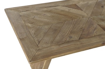 Măsuță de cafea dreptunghiulară din lemn reciclat, natur, cu blat în model chevron și picioare înclinate, 40 x 130 x 70 cm, „Taviro” - Img 3