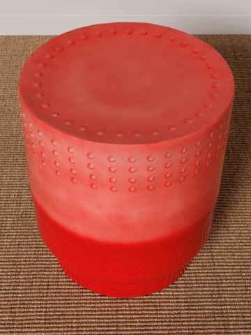 Măsuță de cafea rotundă din metal, roz și roșu, cu puncte în relief, 49 x 41 cm, „Pastel” - Img 3