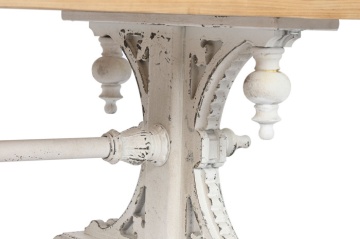 Măsuță de cafea shabby chic din lemn, finisaj alb antichizat și blat natural, 110 x 65 x 46 cm, „Élise" - Img 6
