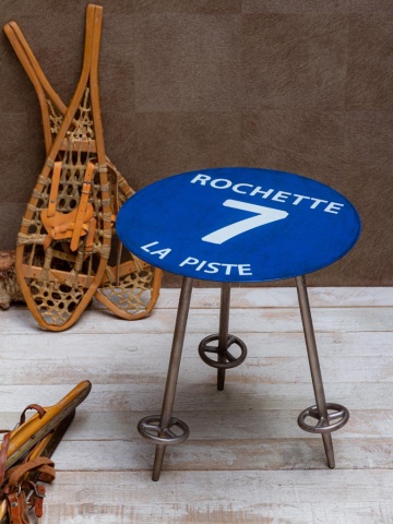 Măsuță laterală albastră din metal, Ø40 cm, "Rochette 7" - Img 2