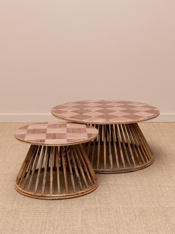 Masuta laterala din rattan si ceramica, roz, "Chandra" - Img 3