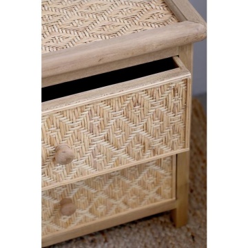 Noptieră din lemn si rattan împletit, 2 sertare, "Braided" - Img 4