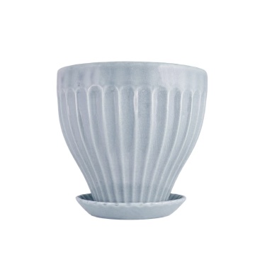 Oală decorativă vintage din ceramică stoneware, albastru deschis „Anna”