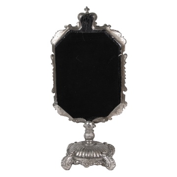 Oglinda de masa, argintie, cu aspect vintage, 15x10x31 cm, Silver - Img 3