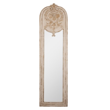 Oglinda de perete, bej, din lemn, aspect vintage, 48x4x180 cm