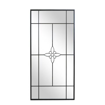 Oglindă de perete cu model decorativ floare, negru antichizat, H180 cm