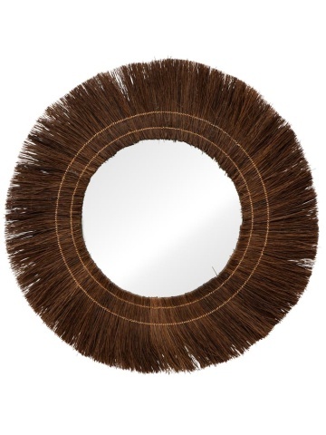 Oglindă de perete din fibre de palmier, Ø100 cm, "Eclat Naturel"