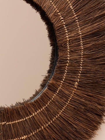 Oglindă de perete din fibre de palmier, Ø70 cm, "Eclat Naturel" - Img 5