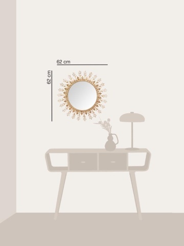 Oglinda de perete, din metal, D62cm, Crown - Img 4