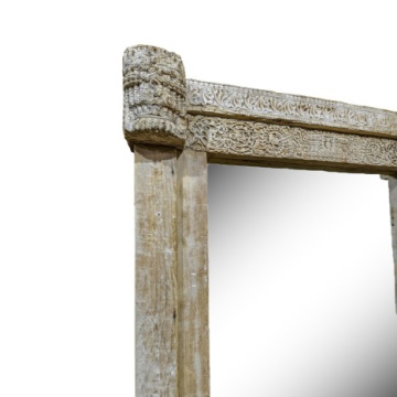 Oglindă din lemn masiv de tec sculptat manual, 150x18x210 cm, "Ancient" - Img 4