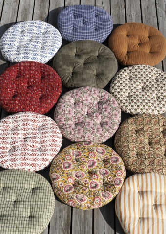 Pernă rotundă pentru scaun din bumbac imprimat cu pești, D45 cm, „Fish Chair Pad" - Img 3