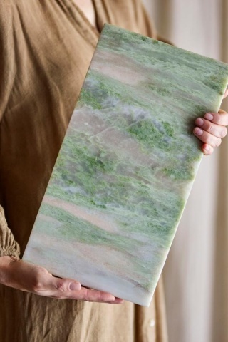 Platou de servire din marmură naturală verde, 38×1,5×20 cm, „Keika" - Img 2