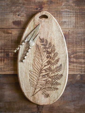 Platou de servire oval din lemn de mango, cu model gravat, natur , 40x21,5x2 cm, „Moya" - Img 4