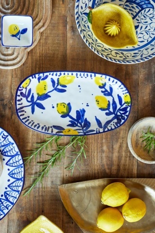 Platou din ceramica pictat manual, design mediteraneean, "Maxima" - Img 3
