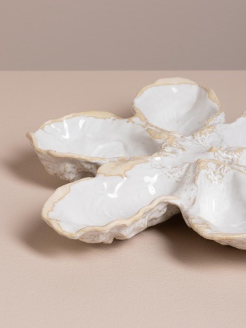 Platou pentru stridii din ceramică, 26×25 cm, "Sea Flower" - Img 3