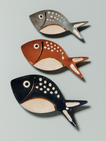 Platou servire albastru, din ceramica, forma de peste, Bubble - Img 3