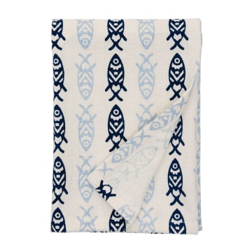 Prosop de bucătărie din bumbac imprimat cu pești, 50×70 cm, „Fish Kitchen Towel"