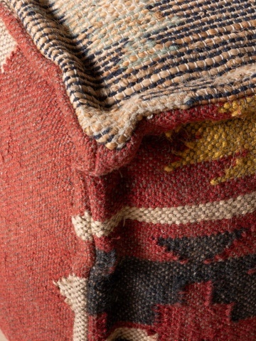 Puf kilim cubic pentru picioare, din bumbac și lână, multicolor, 45,5 x 45,5 x 45,5 cm, „Tikana” - Img 5
