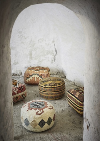 Puf kilim pătrat din lână, multicolor, cu bandă crem pe laturi, țesut manual, 30 x 60 x 60 cm, „Anara” - Img 5
