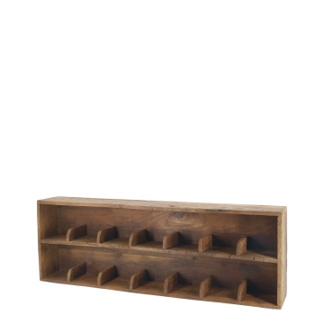 Raft de perete natur din lemn reciclat cu 14 compartimente 95x12x31 cm, „Grimaud"