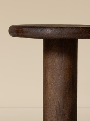 Scaun de bar din lemn de mango maro închis, cu etaje rotunde suprapuse, finisaj antichizat, 74,5×34,5 cm, „Rolia" - Img 4