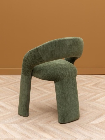 Scaun din bumbac verde, formă asimetrică, cu picioare cilindrice, 73×67×62 cm, „Prato" - Img 7