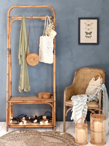 Scaun dining bej din rattan si rachita, cu aspect vintage Old French - Img 5