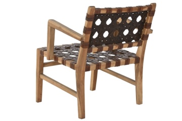 Scaun dining din lemn de tec si piele naturala " Country Leather " - Img 3