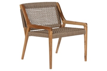 Scaun lounge cu brațe din lemn masiv de teak cu șezut și spătar împletite din fibră naturală, 65×62×72 cm, „Nairobi" | - Img 2