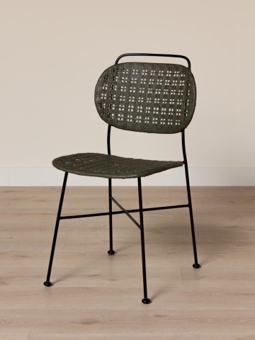 Scaun verde din metal si rattan, "Auro" - Img 2