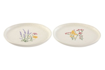 Set 2 farfurii din porțelan cu motive florale, 25,5×25,5×2,2 cm, „Bloom" - Img 3