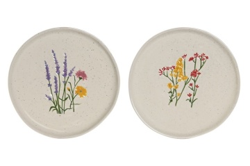 Set 2 farfurii din porțelan cu motive florale, 25,5×25,5×2,2 cm, „Bloom" - Img 2