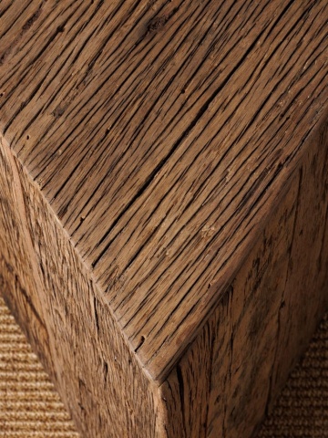 Set 2 masute laterale din lemn reciclat, cu aspect rustic, Triangle - Img 8