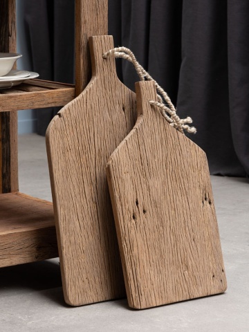 Set 2 platouri rustice pentru servire aperitive, din lemn brut reciclat, „Rustic Boards” - Img 5