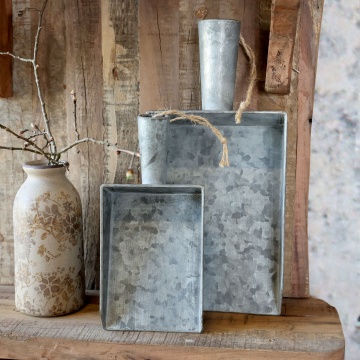 Set 2 tavi decorative, din metal, cu maner, Antique - Img 2
