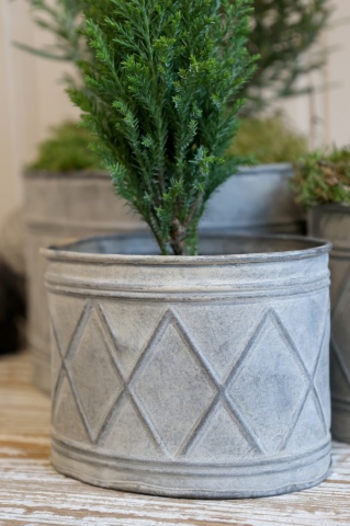 Set 3 jardiniere vintage din metal, finisaj zinc antichizat - Img 4