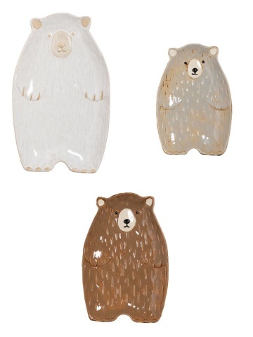Set 3 platouri din ceramica, in forma de urs, Bear