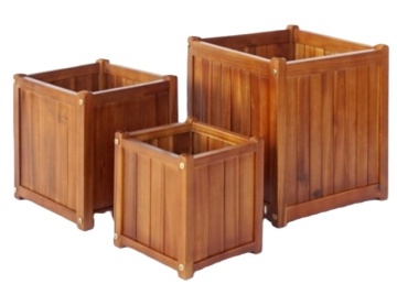 Set 3 suporturi pentru ghivece din lemn de acacia pentru exterior, finisaj natural, „Nature’s Edge” - Img 2