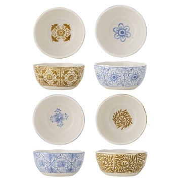 Set 4 boluri din ceramică artizanală, multicolor cu motive mediteraneene, 10,5×5 cm, „Milton" - Img 2