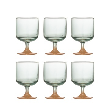 Set 6 pahare din sticlă, multicolor, cu finisaj vopsit prin pulverizare și bază contrastantă, 7,5x12,5 cm, 300 ml, „Signe"